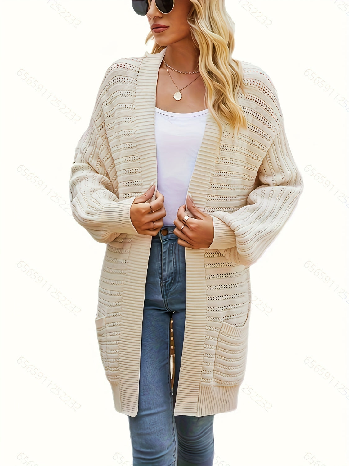 Open Front Sweater Cardigan with Pockets