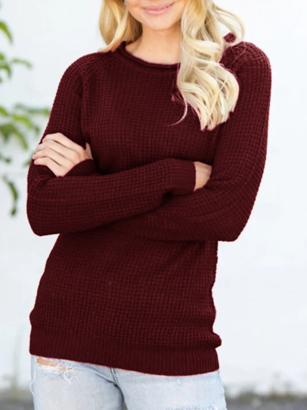 Round Neck Raglan Sleeve Sweater