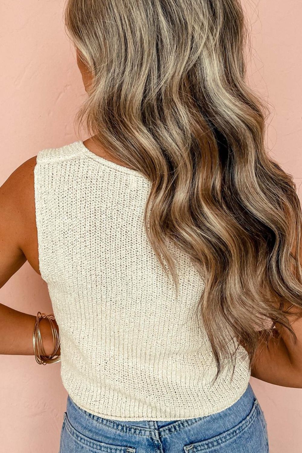 Double Tie V Neck Sweater Vest