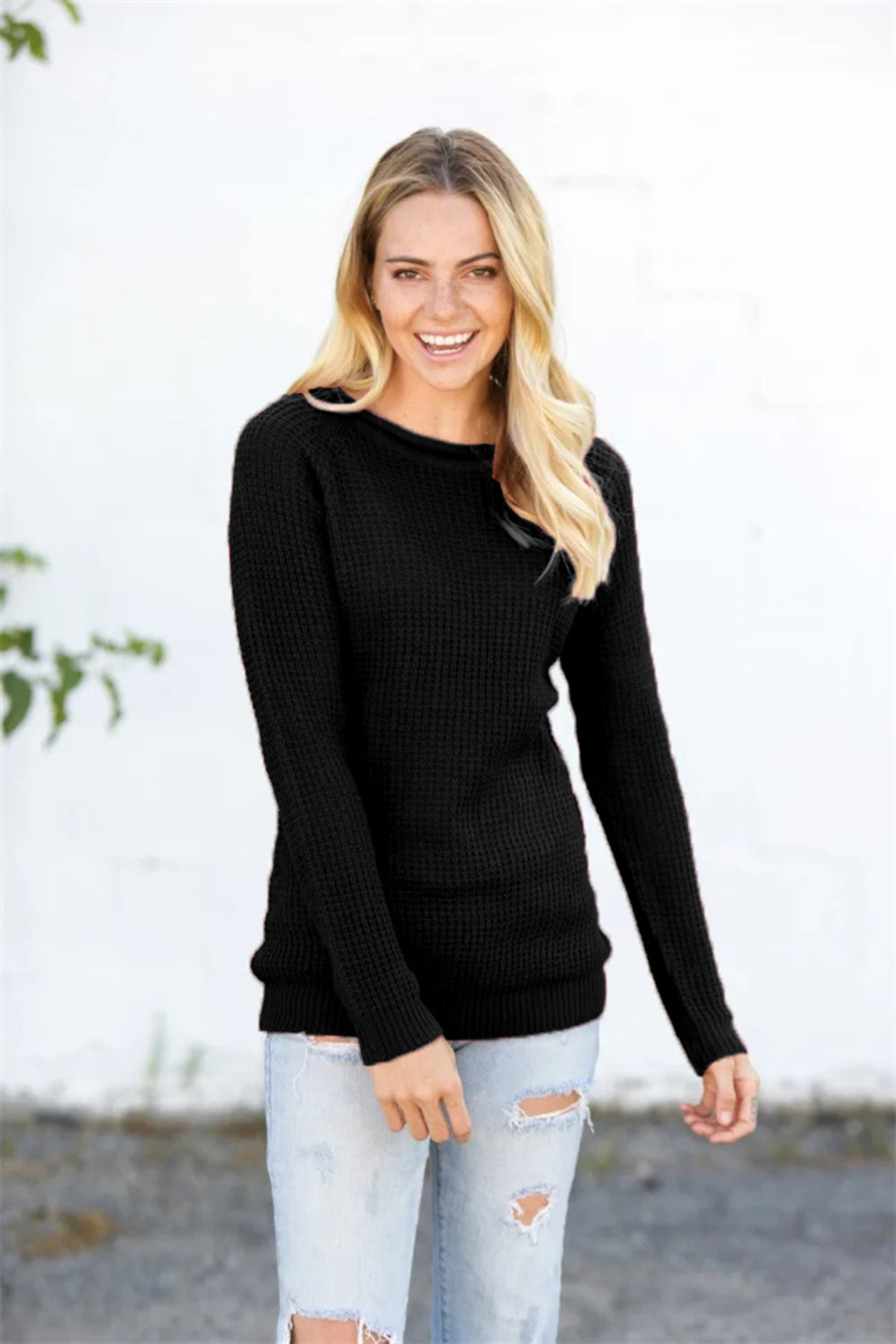 Round Neck Raglan Sleeve Sweater