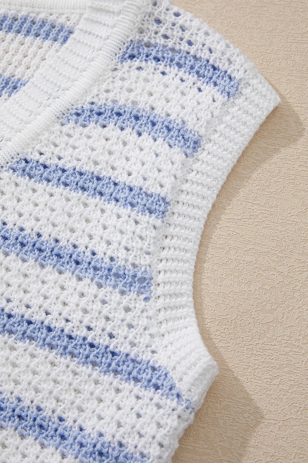 Stripe V Neck Gold Buttons Elegant Sweater Vest