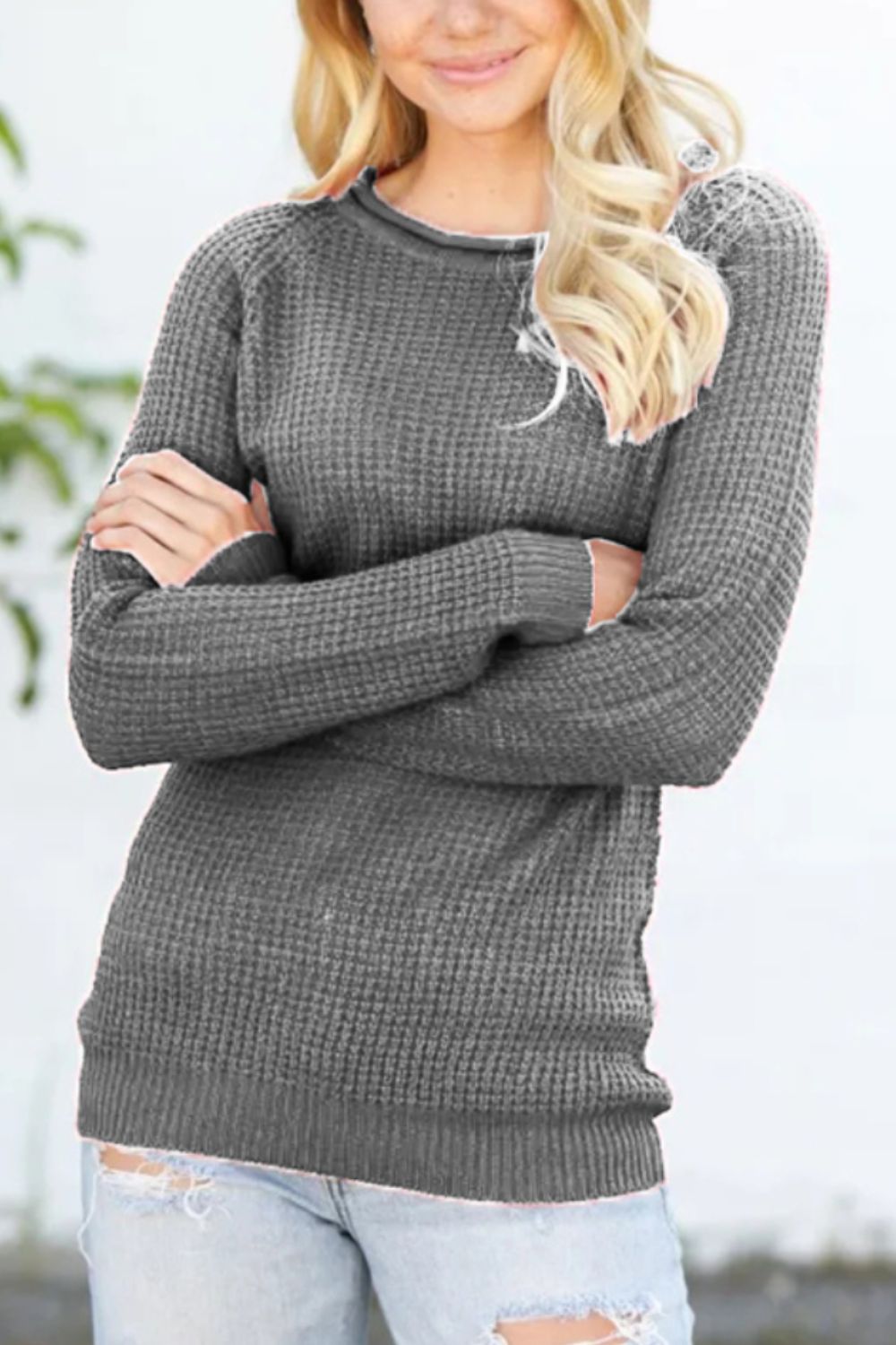 Round Neck Raglan Sleeve Sweater